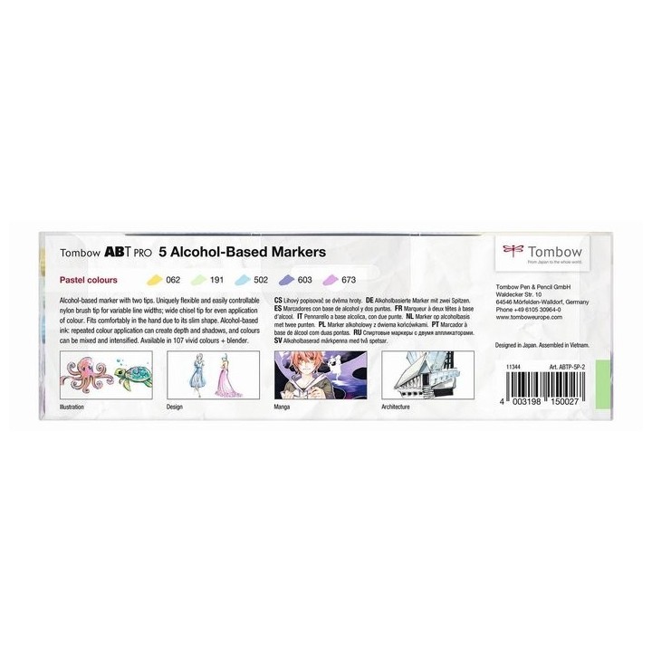 (ABTP-5P-2)Tombow  ABT PRO alcohol-based marker set Pastel colours 5pc