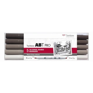 (ABTP-5P-3)Tombow  ABT PRO alcohol-based marker set Warm gray colours 5pcs