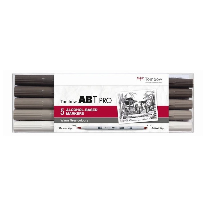 (ABTP-5P-3)Tombow  ABT PRO alcohol-based marker set Warm gray colours 5pcs