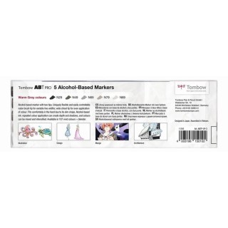 (ABTP-5P-3)Tombow  ABT PRO alcohol-based marker set Warm gray colours 5pcs