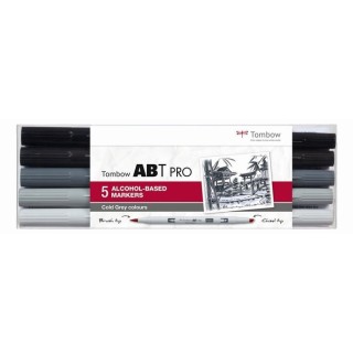 (ABTP-5P-4)Tombow  ABT PRO alcohol-based marker set Cold gray colours 5pcs