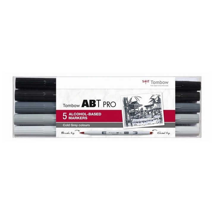(ABTP-5P-4)Tombow  ABT PRO alcohol-based marker set Cold gray colours 5pcs
