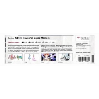 (ABTP-5P-4)Tombow  ABT PRO alcohol-based marker set Cold gray colours 5pcs
