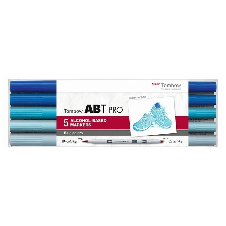 (ABTP-5P-5)Tombow  ABT PRO alcohol-based marker set Blue colours 5pcs