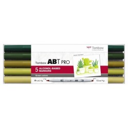 (ABTP-5P-6)Tombow  ABT PRO alcohol-based marker set Green colours 5pcs