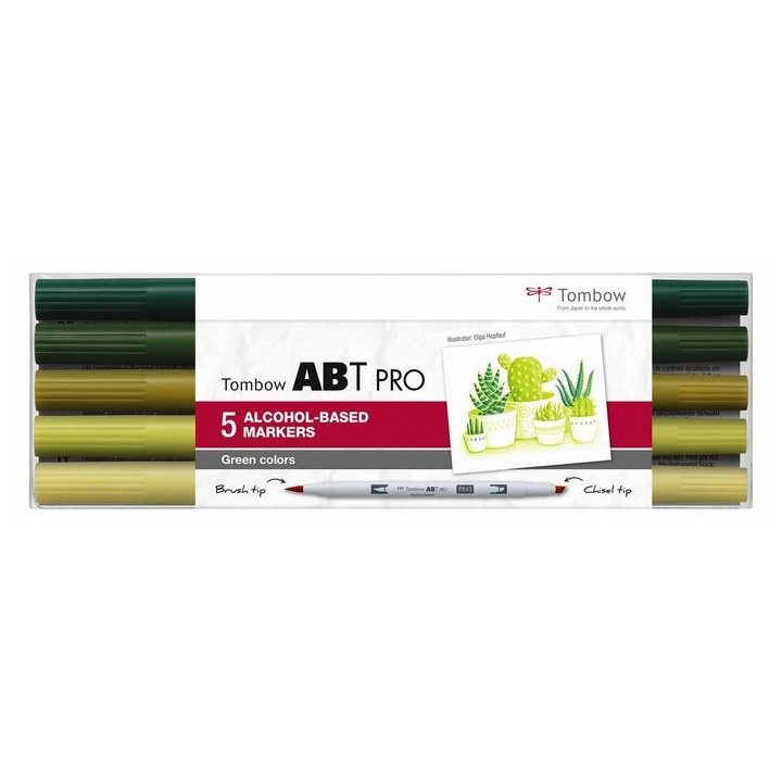 (ABTP-5P-6)Tombow  ABT PRO alcohol-based marker set Green colours 5pcs