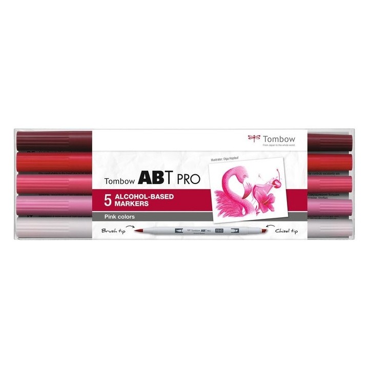 (ABTP-5P-7)Tombow  ABT PRO alcohol-based marker set Pink colours 5pcs