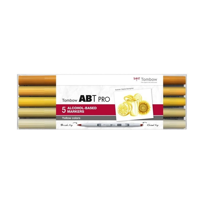 (ABTP-5P-8)Tombow  ABT PRO alcohol-based marker set Yellow colours 5pcs