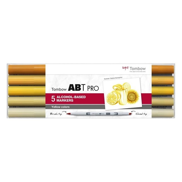 (ABTP-5P-8)Tombow  ABT PRO alcohol-based marker set Yellow colours 5pcs