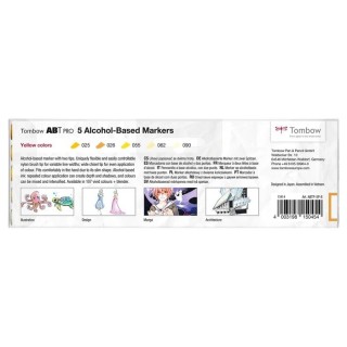 (ABTP-5P-8)Tombow  ABT PRO alcohol-based marker set Yellow colours 5pcs