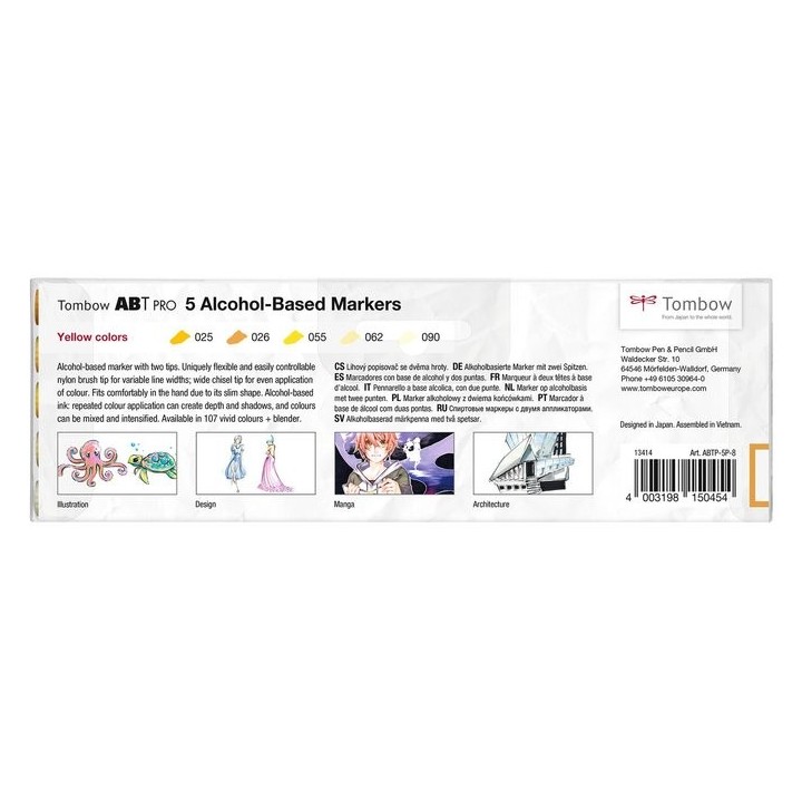 (ABTP-5P-8)Tombow  ABT PRO alcohol-based marker set Yellow colours 5pcs