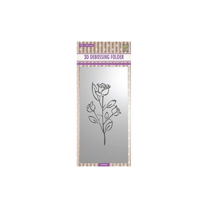 (EF3D039)Nellie's Choice Embossing folder Slim-line Rose