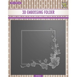 (EF3D041)Nellie's Choice Embossing folder Square frame Blossom