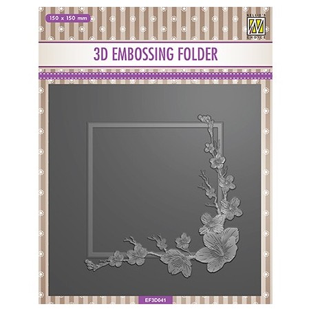 (EF3D041)Nellie's Choice Embossing folder Square frame Blossom