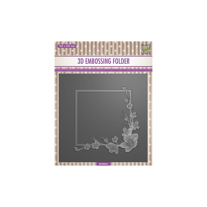 (EF3D041)Nellie's Choice Embossing folder Square frame Blossom