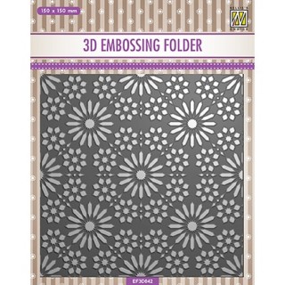 (EF3D042)Nellie's Choice Embossing folder Square frame Flower pattern