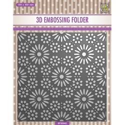(EF3D042)Nellie's Choice Embossing folder Square frame Flower pattern