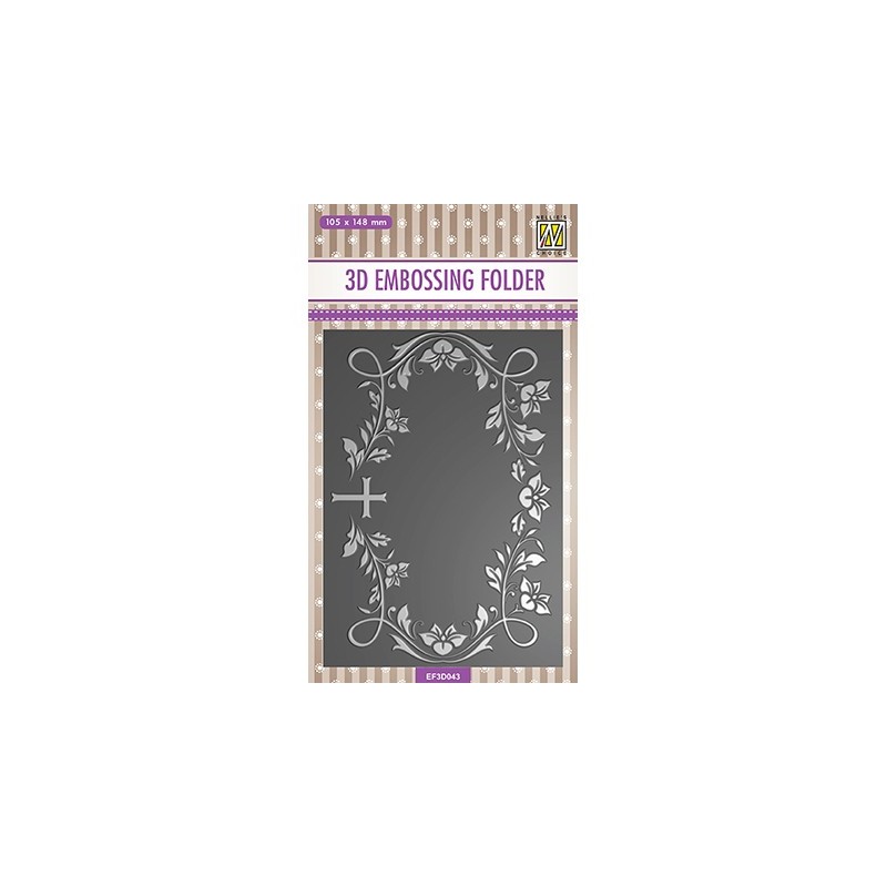 (EF3D043)Nellie's Choice Embossing folder Blooming twigs with cross