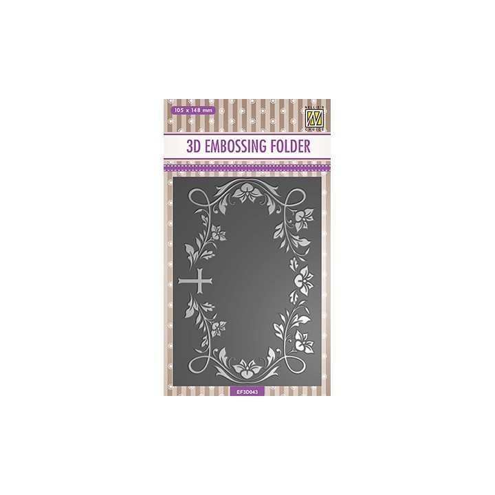 (EF3D043)Nellie's Choice Embossing folder Blooming twigs with cross