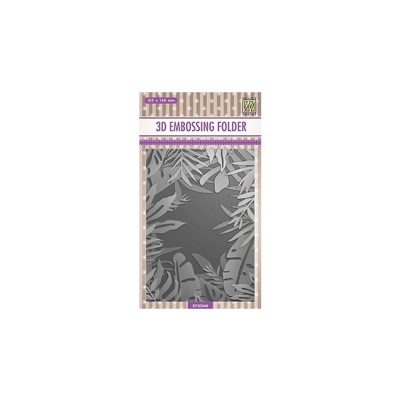 (EF3D046)Nellie's Choice Embossing folder Frame of tropical leaves