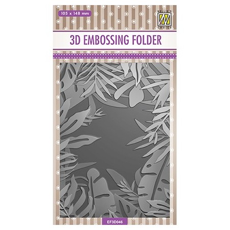 (EF3D046)Nellie's Choice Embossing folder Frame of tropical leaves