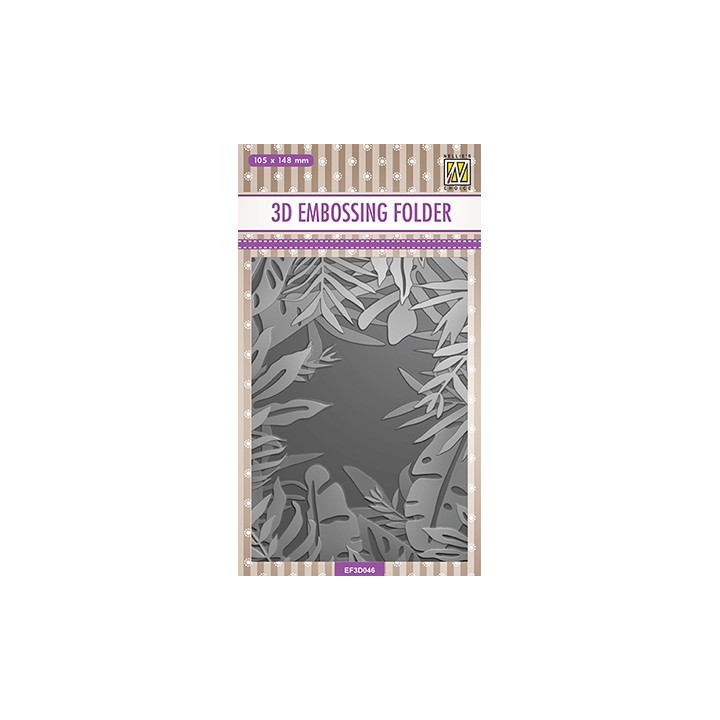 (EF3D046)Nellie's Choice Embossing folder Frame of tropical leaves