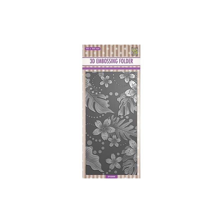 (EF3D050)Nellie's Choice Embossing folder Slim-line Flowers Leaves & flowers