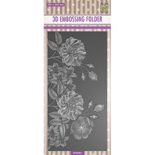 (EF3D051)Nellie's Choice Embossing folder Slim-line Flowers wild roses