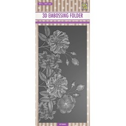 (EF3D051)Nellie's Choice Embossing folder Slim-line Flowers wild roses