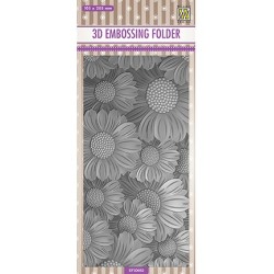 (EF3D052)Nellie's Choice Embossing folder Slim-line Flowers marygolds