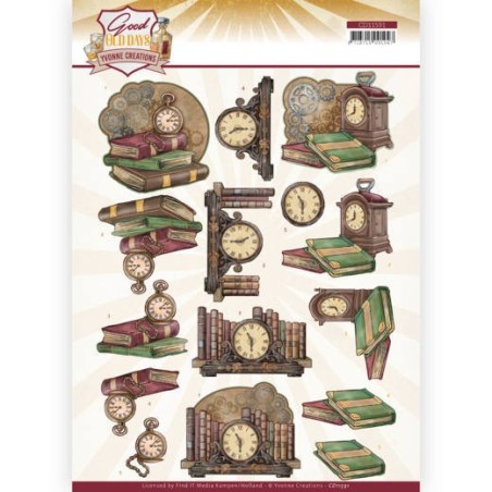 (CD11591)3D cutting sheet - Yvonne Creations - Good old day's - Clock