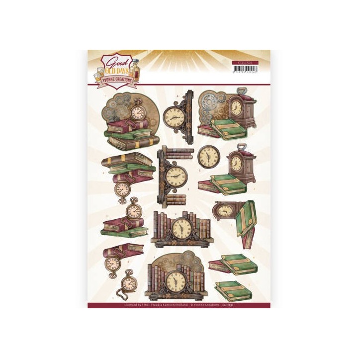 (CD11591)3D cutting sheet - Yvonne Creations - Good old day's - Clock