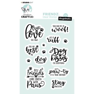 (CCL-FR-STAMP166)Studio light Clear stamp What the Woof Text lines Friendz nr.166
