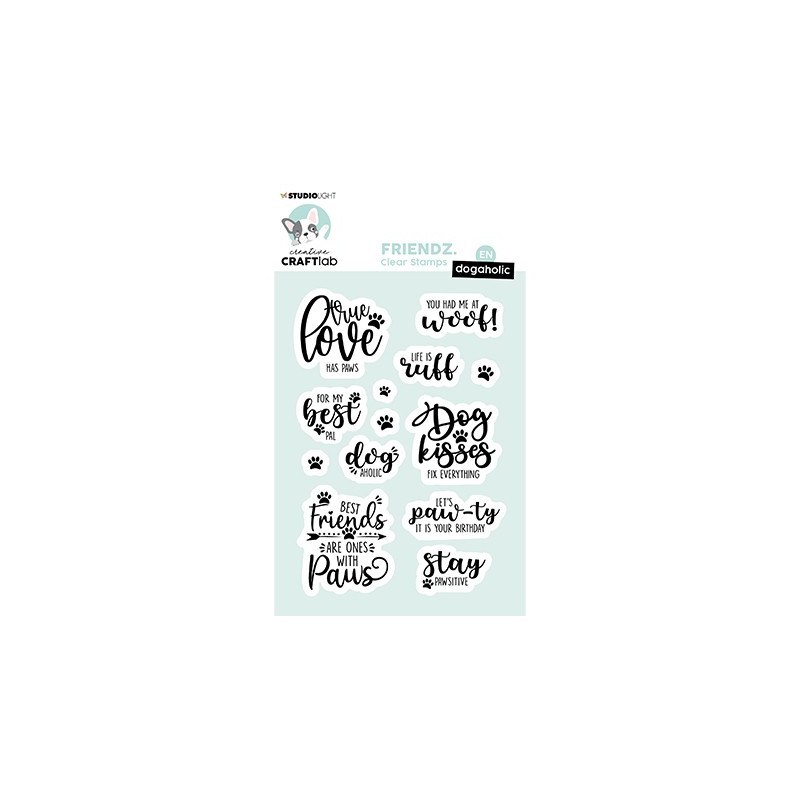 (CCL-FR-STAMP166)Studio light Clear stamp What the Woof Text lines Friendz nr.166