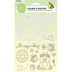 (SL-SS-SCD37)Studio Light Stamp & Cutting Die Bear and Bees Sweet Stories nr.37