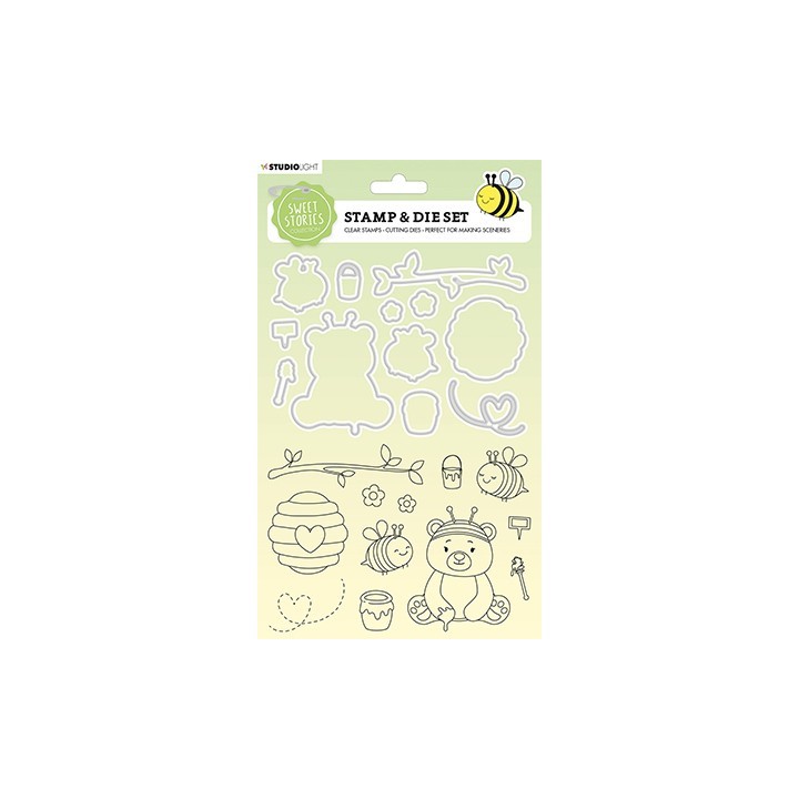 (SL-SS-SCD37)Studio Light Stamp & Cutting Die Bear and Bees Sweet Stories nr.37