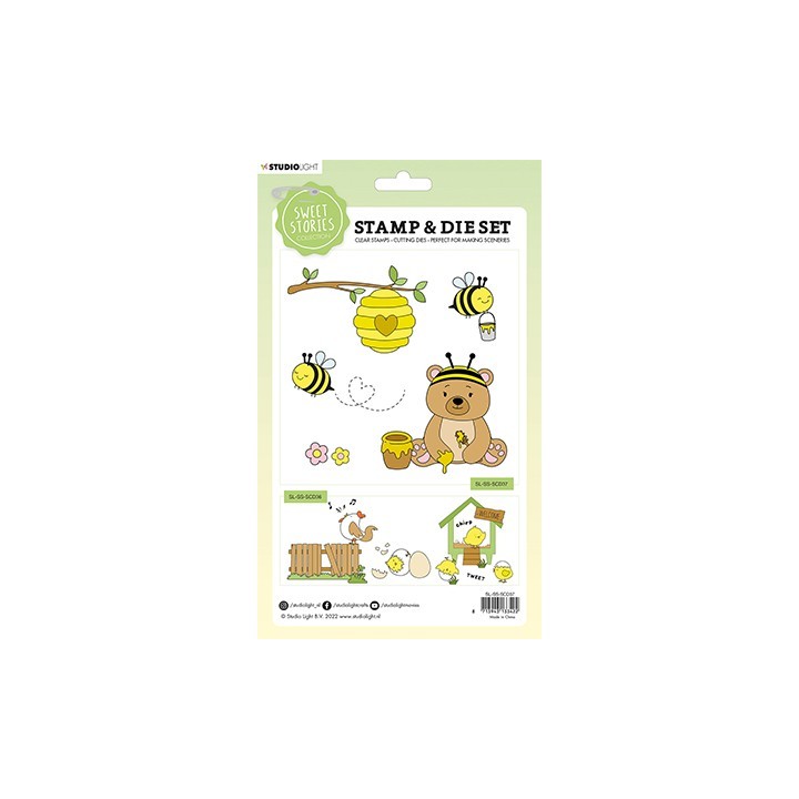 (SL-SS-SCD37)Studio Light Stamp & Cutting Die Bear and Bees Sweet Stories nr.37