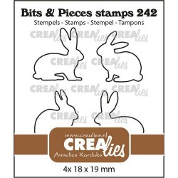 (CLBP242)Crealies Clearstamp Bits & Pieces Rabbits outline