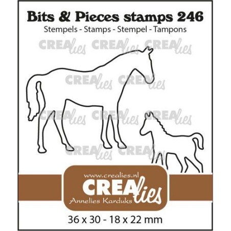 (CLBP246)Crealies Clearstamp Bits & Pieces Mare and foal outline
