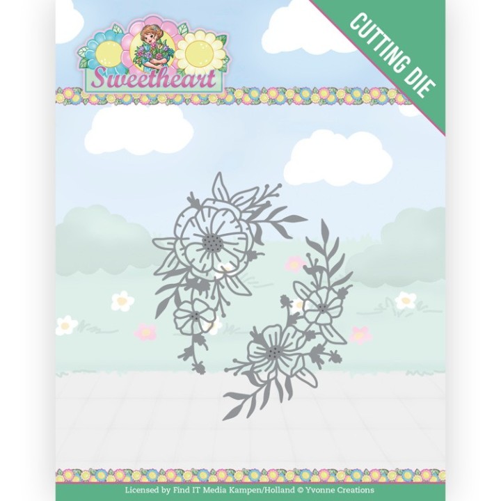 (YCD10274)Dies - Yvonne Creations - Bubbly Girls - Sweetheart - Flower Corner