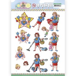 (SB10646)3D Push Out - Yvonne Creations - Bubbly Girls - Sweetheart - Super girl