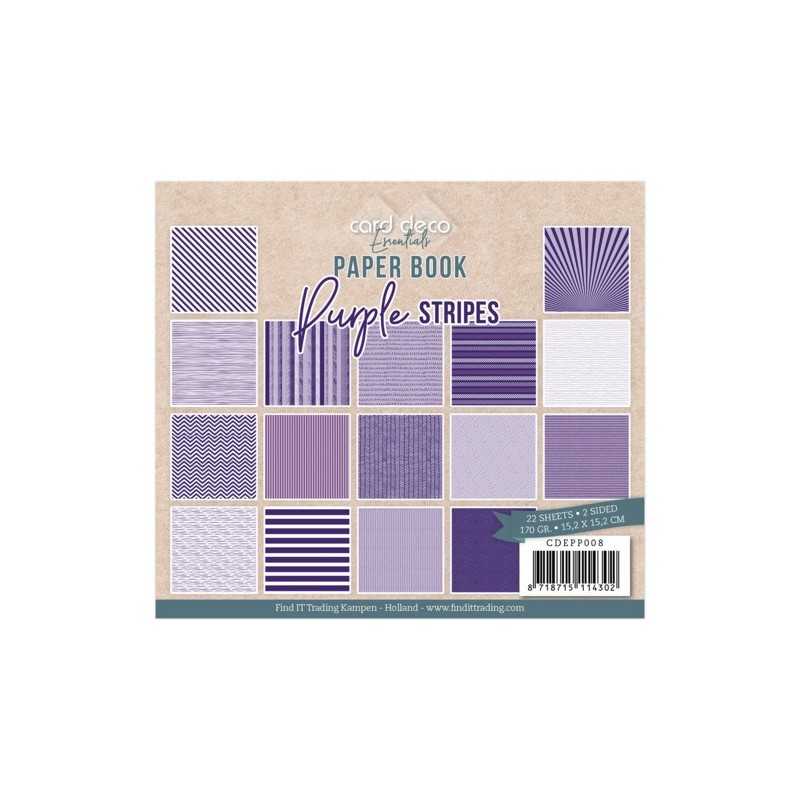 (CDEPP008)Card Deco Essentials - Paperbook - Purple Stripes