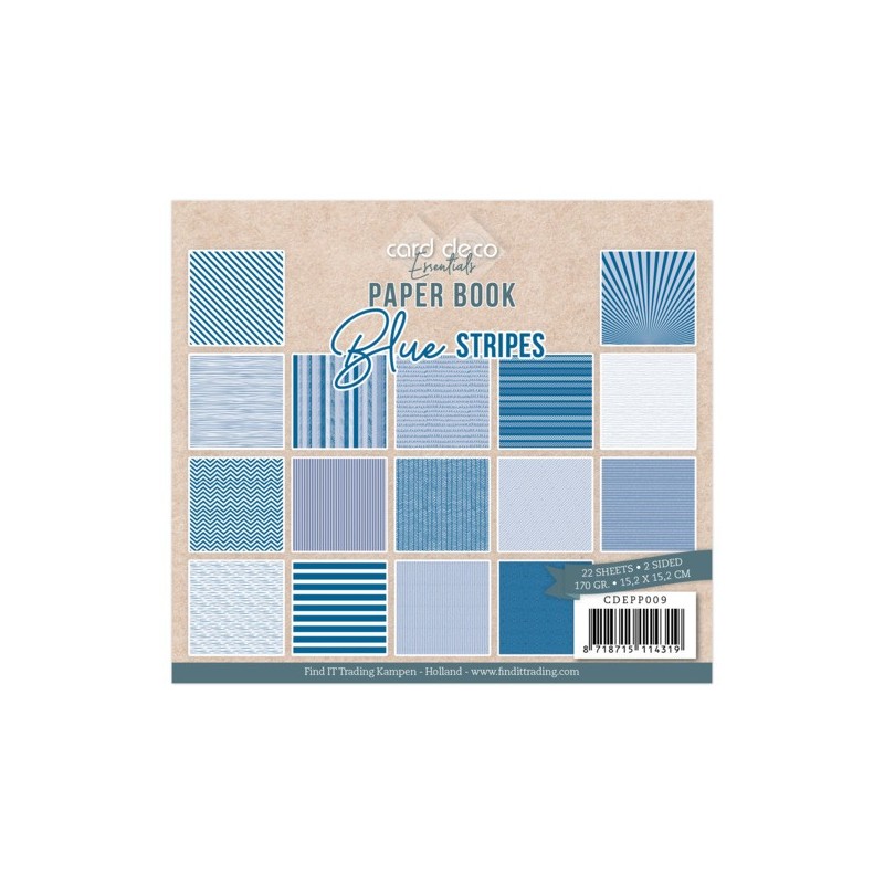 (CDEPP009)Card Deco Essentials - Paperbook - Blue Stripes