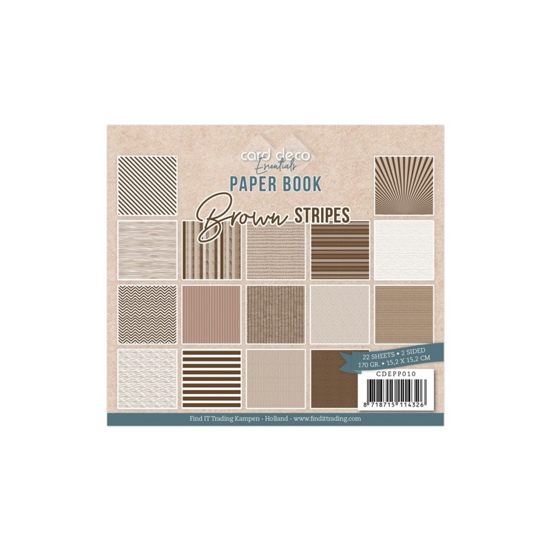 (CDEPP010)Card Deco Essentials - Paperbook - Brown Stripes