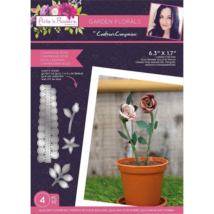 (SCC-AF-GFL-MD-CHRO)Crafter's Companion Arts 'n Flowers Garden Florals Metal Dies Champagne Rose