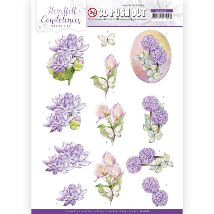 (SB10667)3D Push Out - Jeanine's Art - Heartfelt Condolences - Purple Flowers
