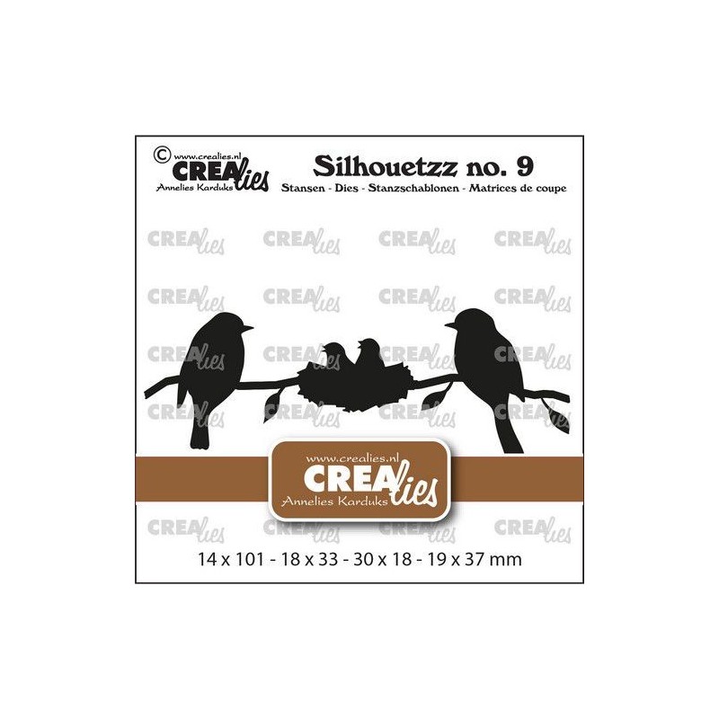 (CLSH09)Crealies Silhouetzz no. 09 - 2 Birds