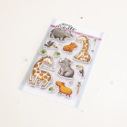 (HFD0427)Heffy Doodle Two By Two Safari Animals Clear Stamps