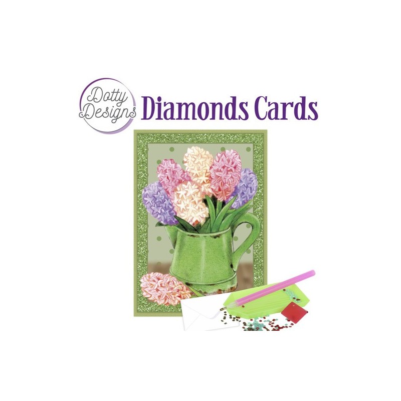 (DDDC1088)Dotty Designs Diamond Cards - Hyacinths in watering can