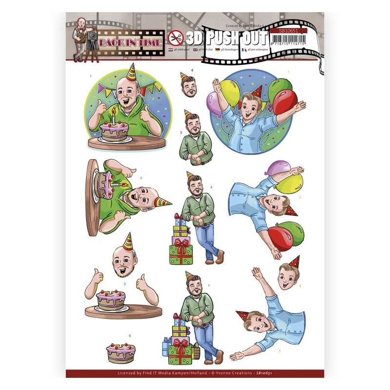 (SB10651)3D Push Out - Yvonne Creations - Big Guys - Back in Time - Party